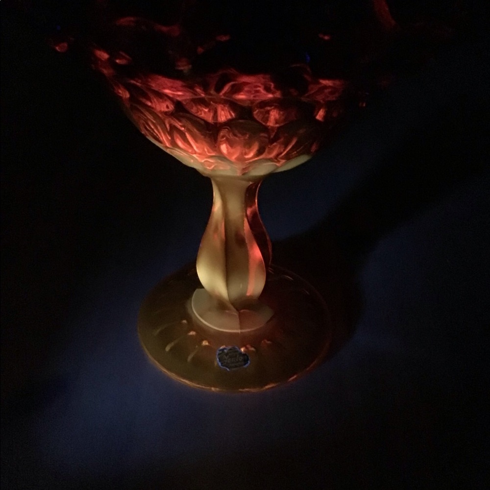 VINTAGE FENTON AMBERINA THUMBPRINT CANDY DISH GLOW - Picture 13 of 15
